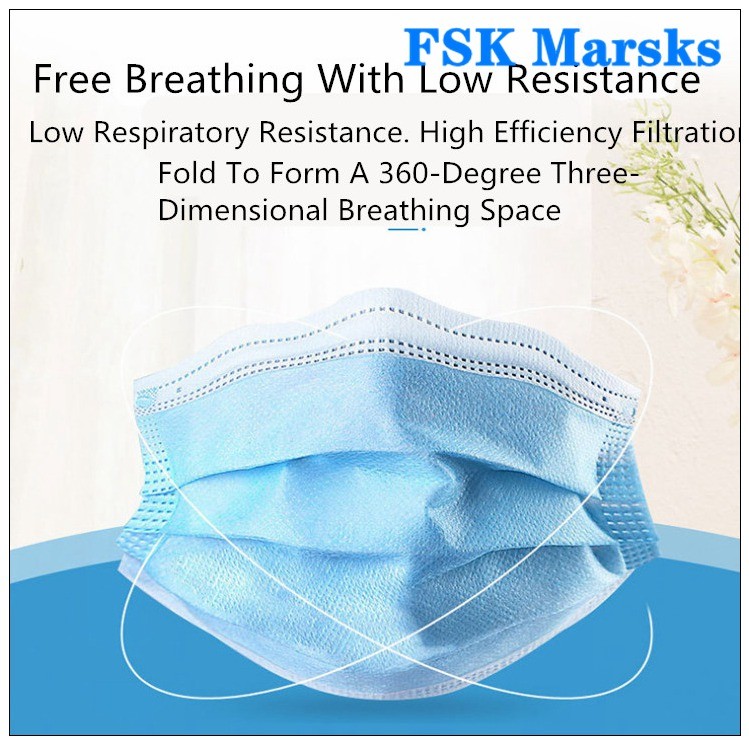 Buy cheap Block Coronavirus 3 Ply Disposable Face Mask Aseptic Melt Blown Cloth Blue Mask product