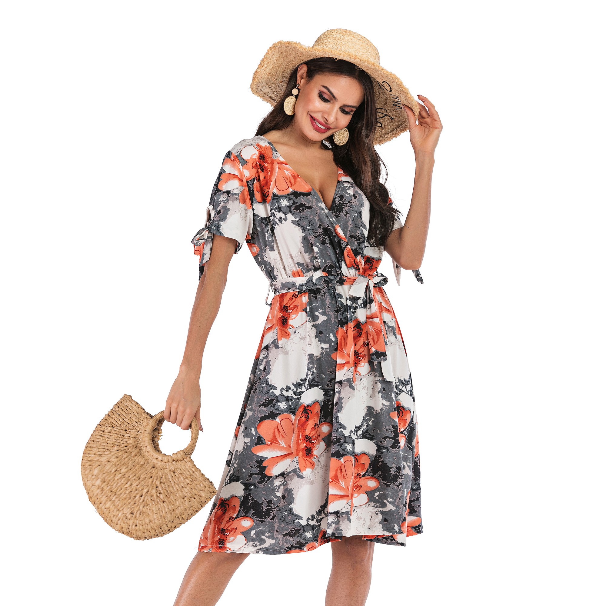 Buy cheap New  fashion women's v-neck floral temperament dress product