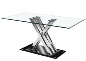 Buy cheap Chromed Tempered Glass 150x90cm Modern Style Dining Table product