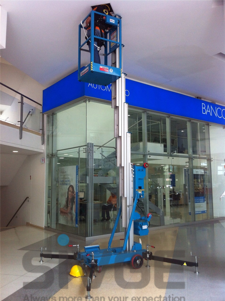 Buy cheap 10m Single Mast Blue Hydraulic Lift Ladder 120kg Load For Office Buildings product