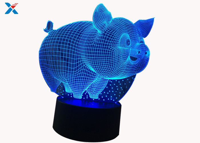Buy cheap Customized Acrylic Light Guide Panel 7 Colors Change Cartoon 3D Pig Shape LED Night Light product