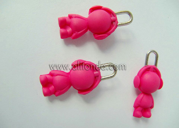 Buy cheap PVC rubber puller zipper, custom doll strawberry header zipper puller product