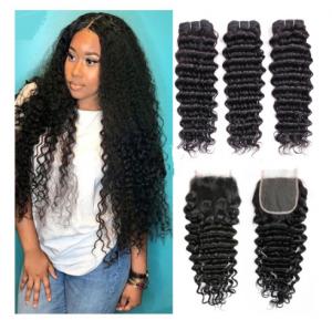 Buy cheap Comfortable Cambodian Virgin Hair Deep Curly Double Wefting 100 Grams / Piece product