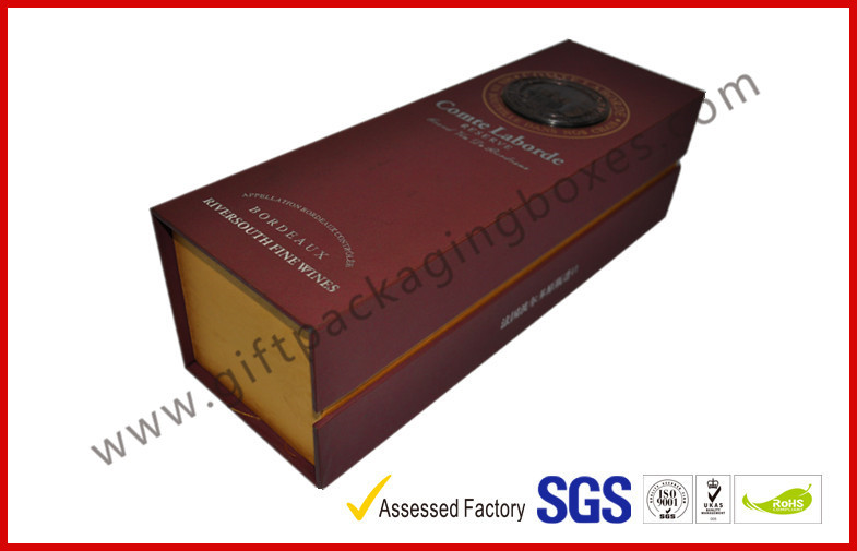 Buy cheap Handmade Silver Printed 1400g Grey Board Wine Packaging Boxes , Magnetic Wine Gift Packaging Boxes product