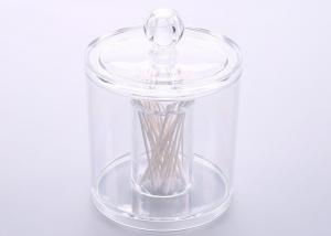 Buy cheap Household / Retail Acrylic Cotton Swab Holder With Lid Crystal Clear Round product