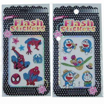 Buy cheap Cartoon glitter/shinning stickers, various designs and sizes are available, eco from wholesalers