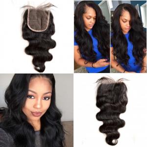 Buy cheap Brazilian Virgin Hair Lace Top Closure Body Wave Free Middle Three Parting product