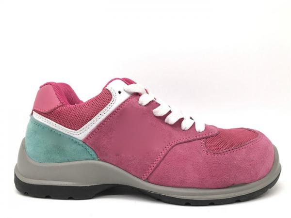 Quality Pink Color Female Safety Shoes , Nice Looking Lace Up Safety Shoes Waterproof for sale