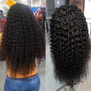 Buy cheap 6A Transparent Lace Front Human Hair Wigs Deep Wave Curly product