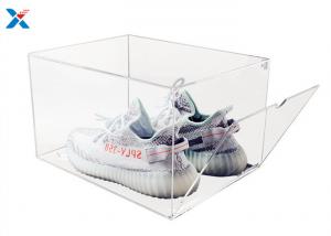 Buy cheap Transparent Color Acrylic Shoe Box Customized Shape Different Sizes With Drop Front product