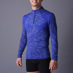 Buy cheap Active men's sport coat,  XLSC002, melange blue, seamless stretch long sleeve,T-shirt.  better silhouette product