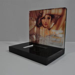 Buy cheap CNC Cutting Perfume Acrylic Counter Display Black With Vivid Sticker product