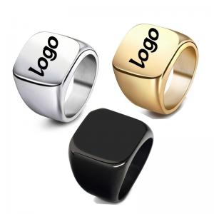 Buy cheap 316L Men Gold Plated Finger Ring Geometric Silver Steel Ring Powder Coating product