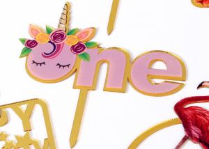 Buy cheap Non - Toxic Acrylic Cake Topper For Happy Birthday / Wedding Party Decorations product