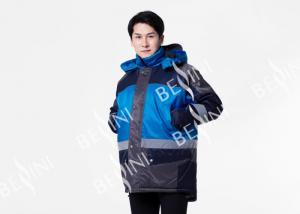 China Reflective Tape Padded Winter Coat / Mens Warm Work Coats Blue And Navy on sale