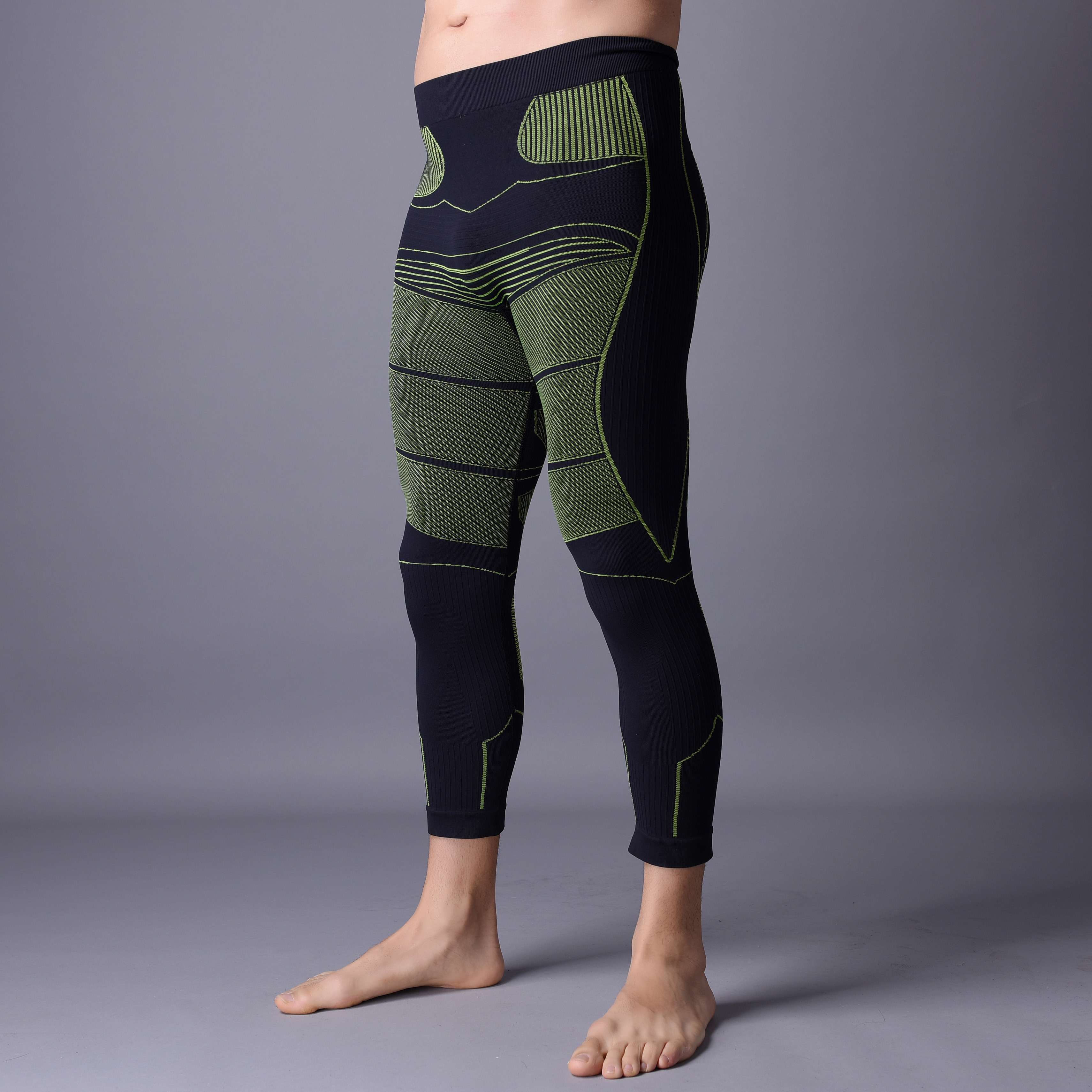 Buy cheap Men running pants with compression, black color with green. Xll003 from wholesalers