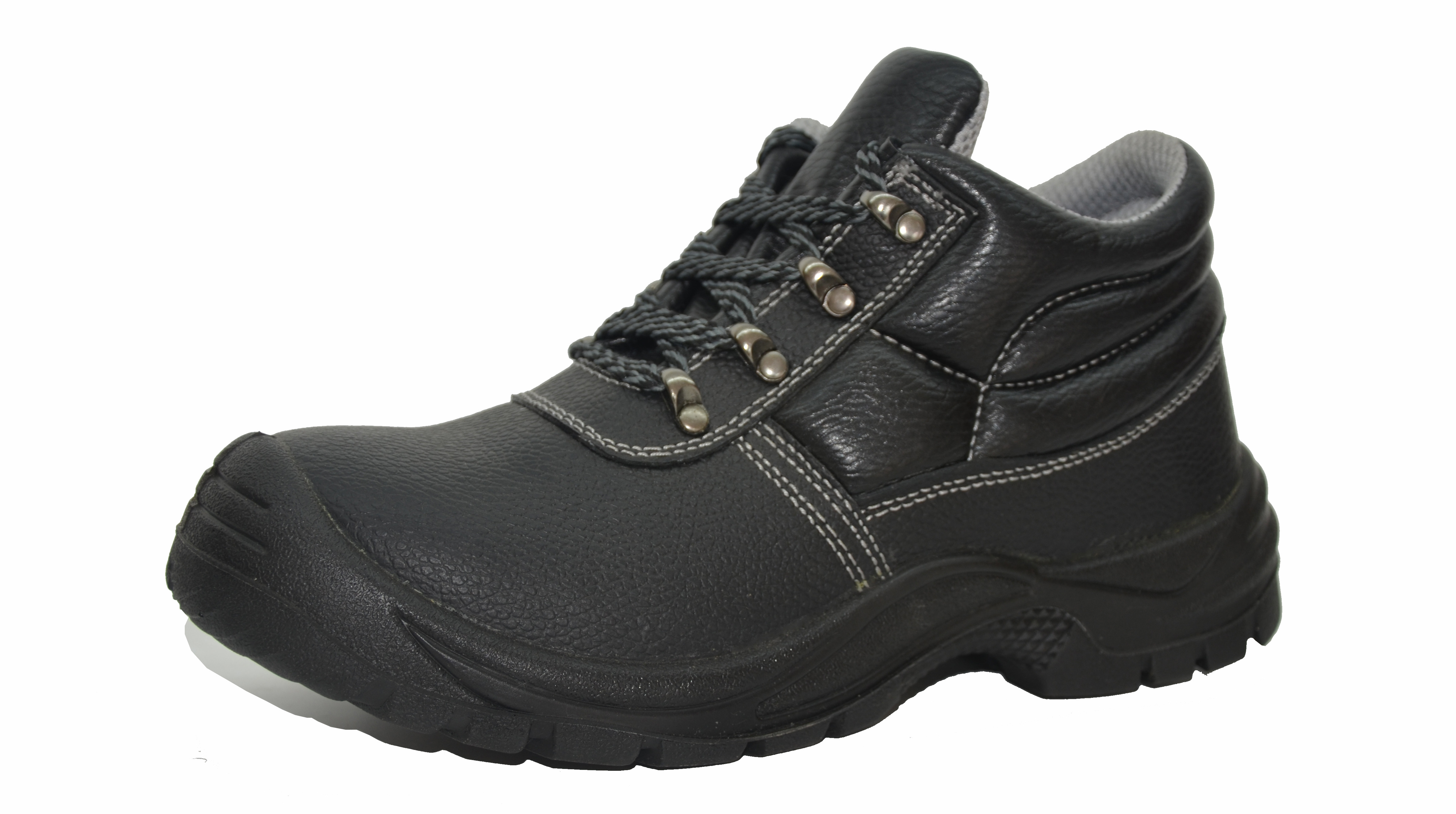 Anti - Skidding Genuine Leather Work Shoes Black Color Fit Steel Industry