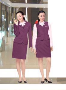 Buy cheap corporate apparel Front Office Uniforms attire with official Skirt , Shirt , Vest product