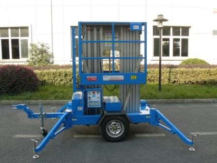 Buy cheap Trailer Mounted Lift For Wall Cleaning , 10m Dual Mast Hydraulic Work Platform product
