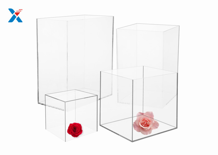 Buy cheap Square Acrylic Packaging Box 4 / 12 Inch 5 Sided Clear Acrylic Gift Boxes product