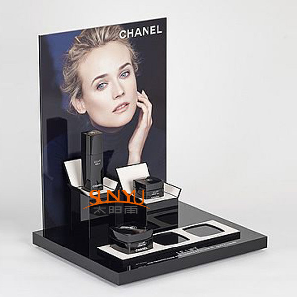 Buy cheap Classical Black Acrylic Makeup Display Stand L Shaped  Detachable Vertical Part product