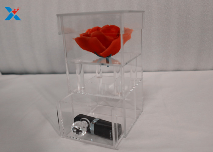 Buy cheap Single Hole Acrylic Flower Box Clear Color Customized Thickness With Drawer product