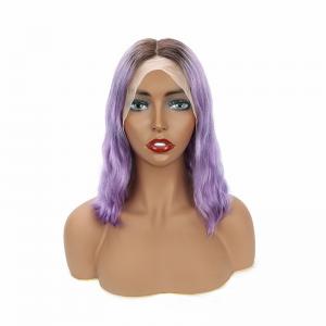 Buy cheap 100% Human Hair Cut Short Ombre Purple Bob Lace Front Wig For Women product