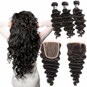 Buy cheap Loose Deep Wave Virgin Brazilian Human Hair Bundles With Closure No Tangle product