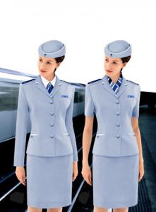 Buy cheap Custom Long / Short Sleeve airline stewardess uniform grey blue white product