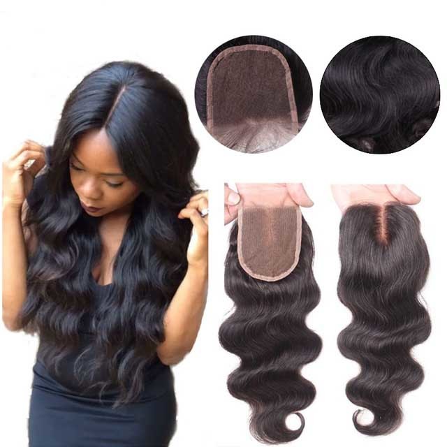 Buy cheap Middle Part Human Hair Lace Closure With Baby Hair 4x4 Natural Color Body Wave product