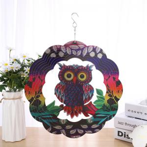 Buy cheap Kinetic 3D Metal Outdoor Garden Decor owl  Wind Spinner product