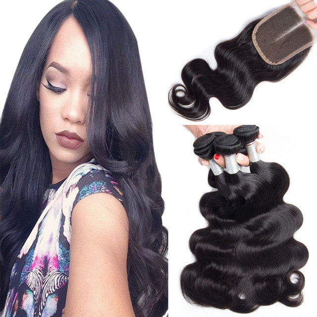 Buy cheap Loose Weave Lace Closure Peruvian Virgin Human Hair Weave With Closure 4X4 product