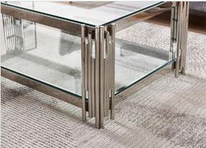 Buy cheap Stainless Steel Base Tempered Low Glass Top Postmodern Coffee Table 40cm High product