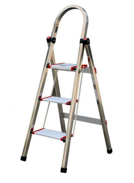 Buy cheap Folding 4 Step Silver Aluminium Alloy Ladder 1.3-1.5mm Thickness product