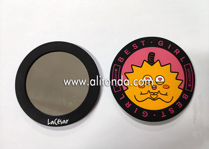 Buy cheap Promotional pvc silicone mini makeup mirror custom advertising gifts small cartoon cute animal mirror wholesale product