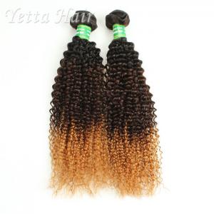 Buy cheap Colored Peruvian Virgin Hair Body Wave / Three Tone  Kinky Curly Hair Extensions product