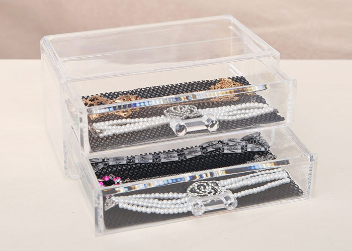 Buy cheap Two Drawers Jewellery Organizer Box Plastic Crystal PS 198 x 102 x 93mm product