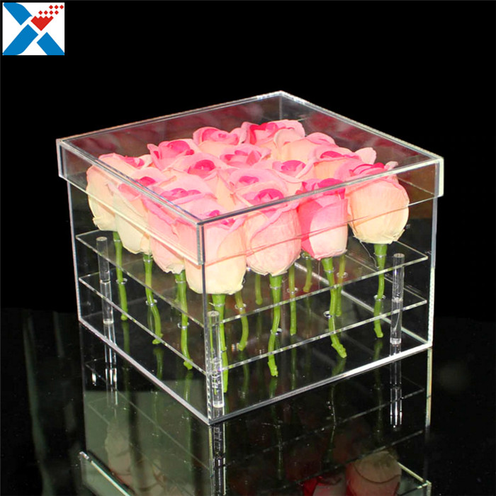 Buy cheap Durable Square Acrylic Flower Box Makeup Organizer Rose Storage Cosmetic Case product