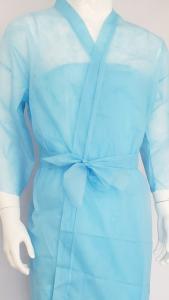 China Blue Nonwoven Disposable Spa Wear Massage Ladies Kimono Robe on sale