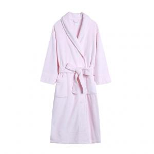China Women Super Soft Coral Fleece Bathrobe Pink For Home on sale