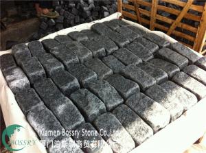 China China Cheap Dark Grey Tumbled Granite Driveway Cube Patio Stone Pavers on sale