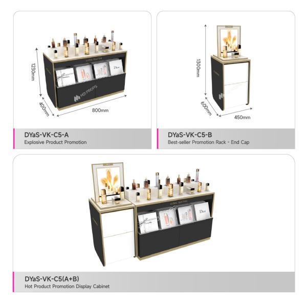 Cosmetic Store Furniture Curved End Cap Display Cabinet for High-End Samples - Promotion Cabinet in Beauty Multi-Brand Store Fitting