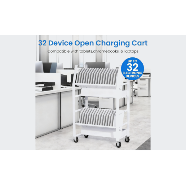 Heavy Duty Charging Cart Featuring Multiple USB Ports and Cable Management System for Organized Device Charging