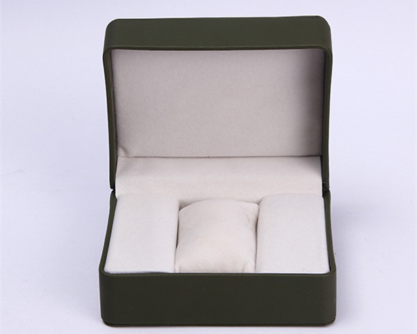 High End Green Leather Single Watch Box Embossing Logo Craft Custom Size