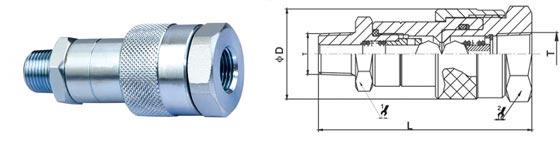 Carbon Steel Threaded Quick Connect , KZE-B NPT Thread High Pressure Quick Couplings