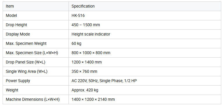 Automatic Bag Drop Test Machine 1500mm Height Adjustable for Luggage Manufacturer Quality Control