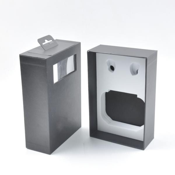 Cardboard Earphone Headphone Boxes With Window Two Piece Base And Lid