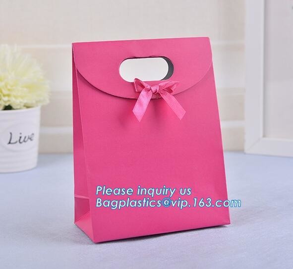 paper carrier bag,kraft paper bag,craft paper bag manufacturer,Printing Logo Paper Carrier Bag with Bowknot and Handle f