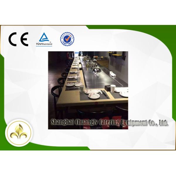 Rectangular Three Stove Outdoor Hibachi Table Safe Japanese Dining Grill