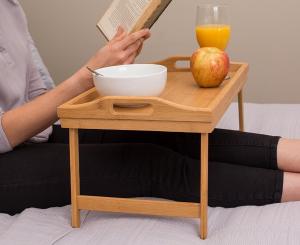 China Fashionable Foldable Bamboo Bed Tray Wooden Breakfast Tray With Legs on sale
